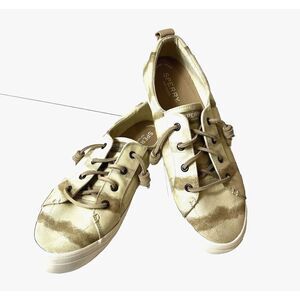 Sperry Top Sider Womens Brown Cream Comfort Sneaker Size 8.5M Slip On Canvas New